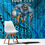 Personalised Cronulla-Sutherland Sharks Window Curtain Polynesian Tribal Art Style With Hammerhead Mascot