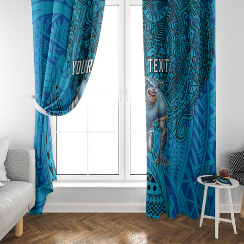 Personalised Cronulla-Sutherland Sharks Window Curtain Polynesian Tribal Art Style With Hammerhead Mascot