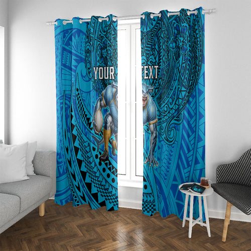 Personalised Cronulla-Sutherland Sharks Window Curtain Polynesian Tribal Art Style With Hammerhead Mascot