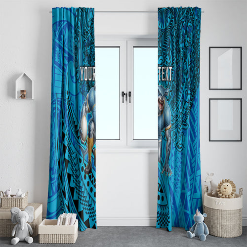 Personalised Cronulla-Sutherland Sharks Window Curtain Polynesian Tribal Art Style With Hammerhead Mascot