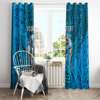 Personalised Cronulla-Sutherland Sharks Window Curtain Polynesian Tribal Art Style With Hammerhead Mascot