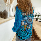 Personalised Cronulla-Sutherland Sharks Women Casual Shirt Polynesian Tribal Art Style With Hammerhead Mascot