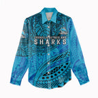 Personalised Cronulla-Sutherland Sharks Women Casual Shirt Polynesian Tribal Art Style With Hammerhead Mascot