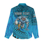 Personalised Cronulla-Sutherland Sharks Women Casual Shirt Polynesian Tribal Art Style With Hammerhead Mascot