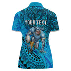 Personalised Cronulla-Sutherland Sharks Women Polo Shirt Polynesian Tribal Art Style With Hammerhead Mascot