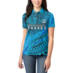 Personalised Cronulla-Sutherland Sharks Women Polo Shirt Polynesian Tribal Art Style With Hammerhead Mascot