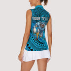 Personalised Cronulla-Sutherland Sharks Women Sleeveless Polo Shirt Polynesian Tribal Art Style With Hammerhead Mascot