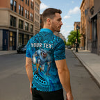 Personalised Cronulla-Sutherland Sharks Zipper Polo Shirt Polynesian Tribal Art Style With Hammerhead Mascot