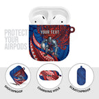 Personalised Newcastle Knights AirPods Case Polynesian Tribal Art Style With Armored Knight Mascot