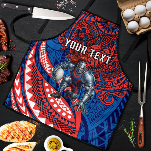 Personalised Newcastle Knights Apron Polynesian Tribal Art Style With Armored Knight Mascot