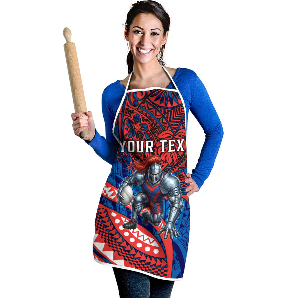 Personalised Newcastle Knights Apron Polynesian Tribal Art Style With Armored Knight Mascot