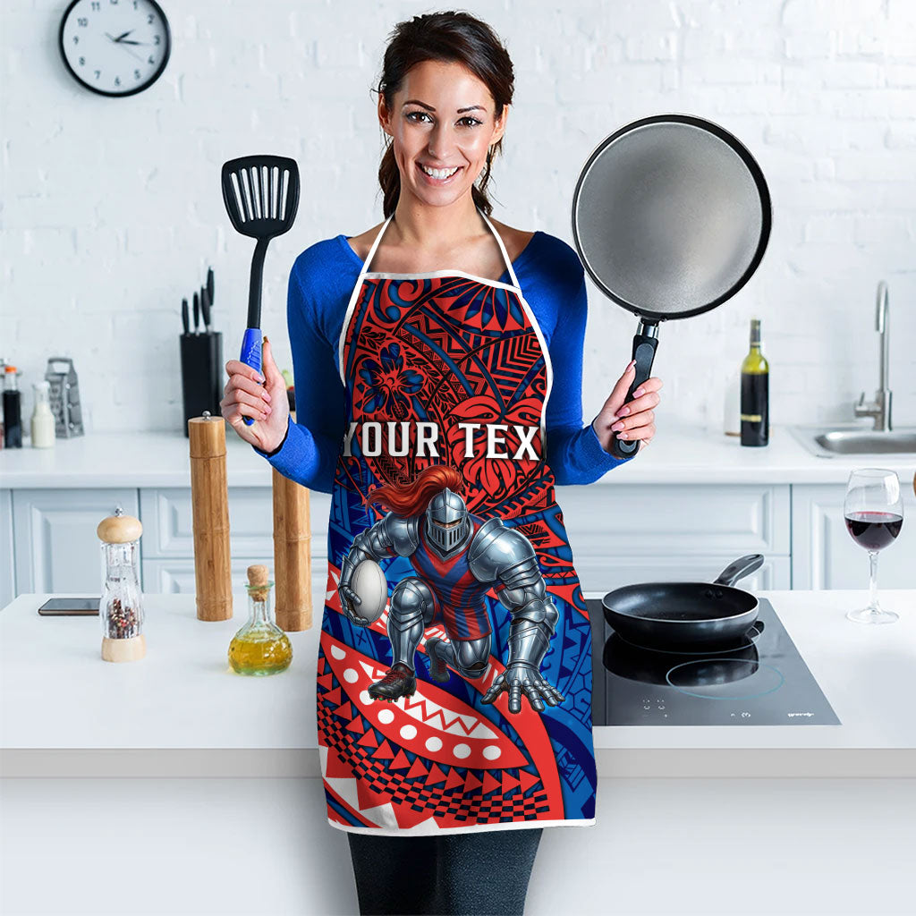Personalised Newcastle Knights Apron Polynesian Tribal Art Style With Armored Knight Mascot