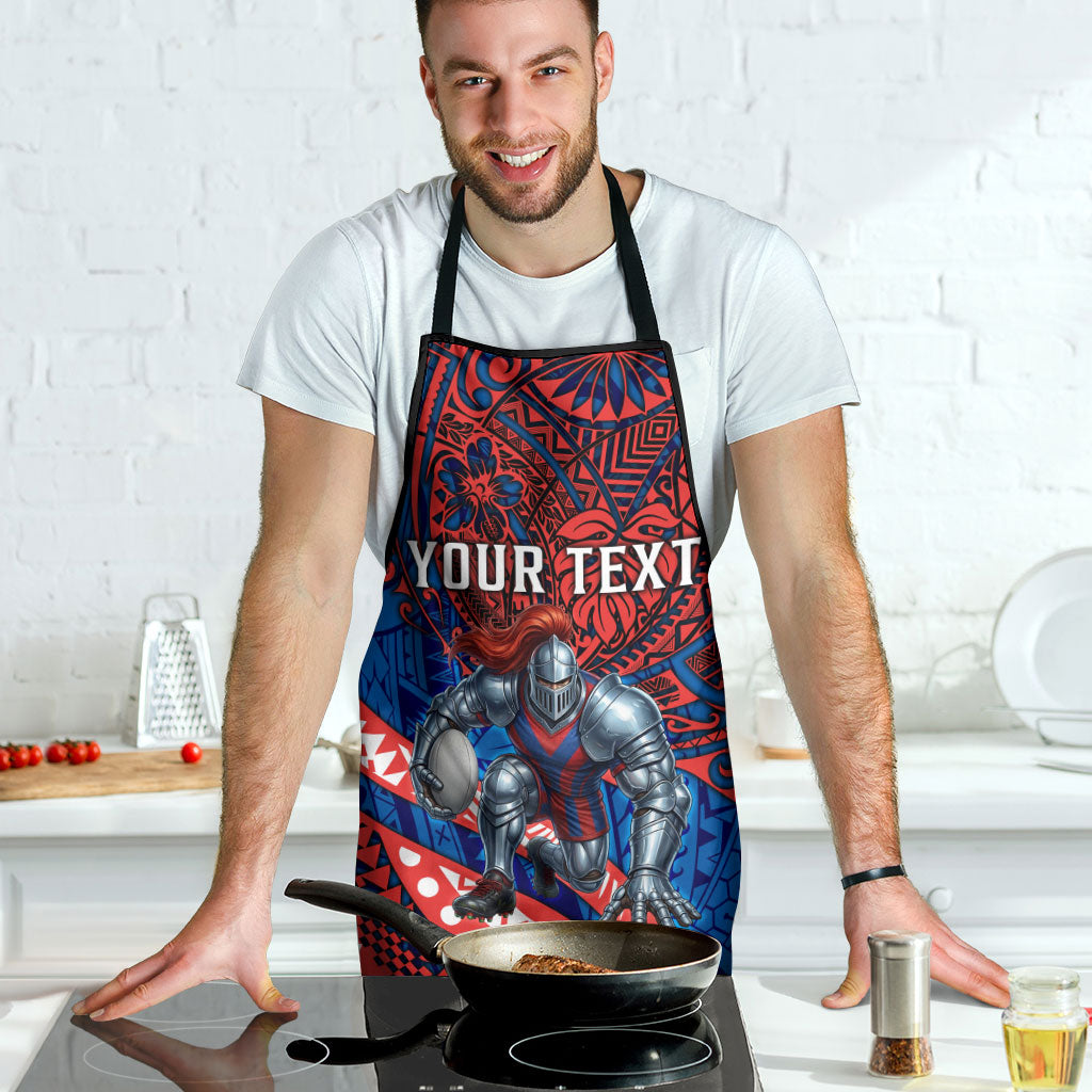 Personalised Newcastle Knights Apron Polynesian Tribal Art Style With Armored Knight Mascot