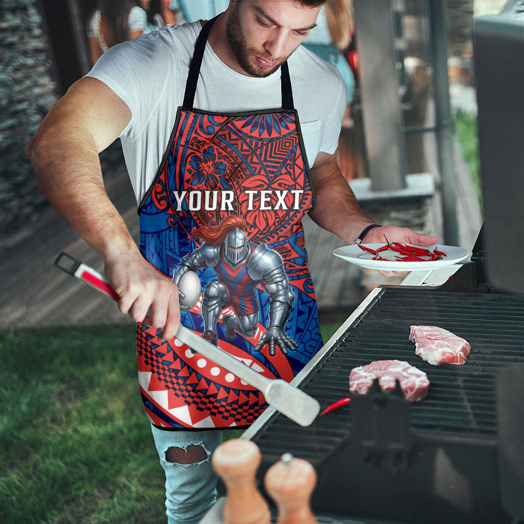 Personalised Newcastle Knights Apron Polynesian Tribal Art Style With Armored Knight Mascot