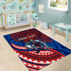 Personalised Newcastle Knights Area Rug Polynesian Tribal Art Style With Armored Knight Mascot
