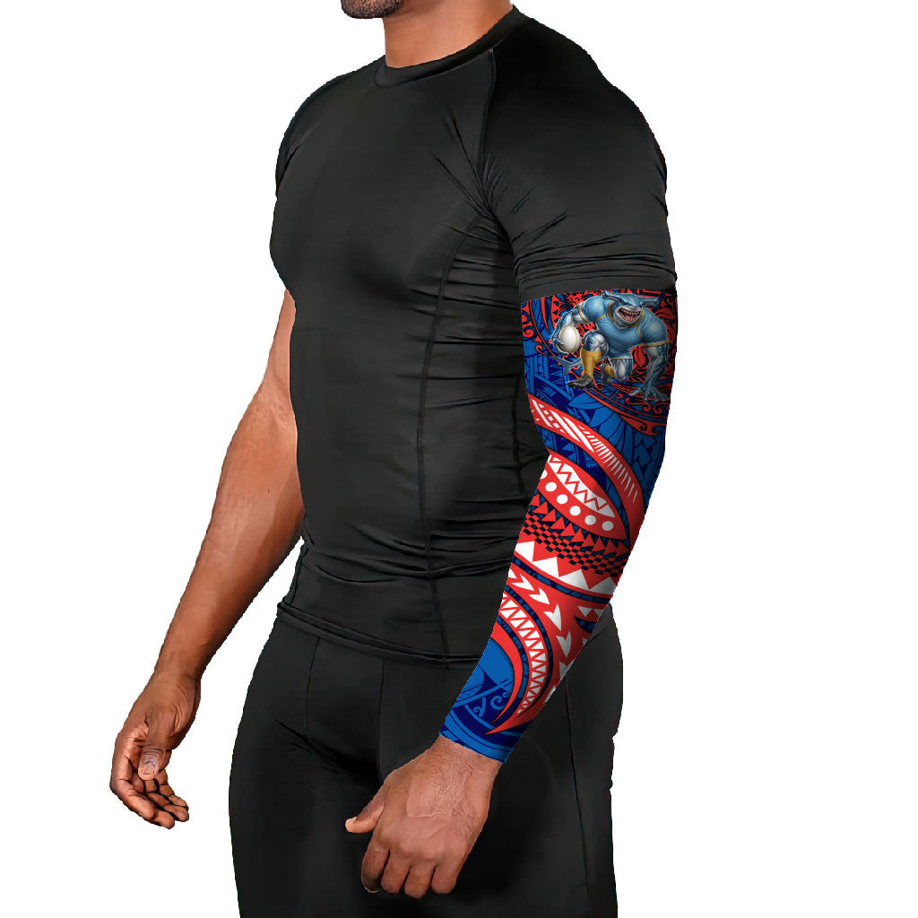 Personalised Newcastle Knights Arm Sleeves Polynesian Tribal Art Style With Armored Knight Mascot