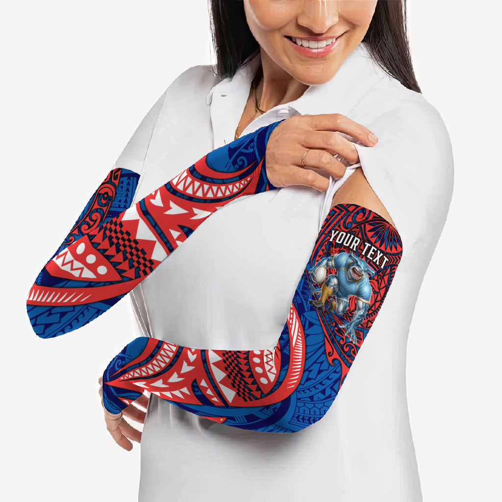 Personalised Newcastle Knights Arm Sleeves Polynesian Tribal Art Style With Armored Knight Mascot