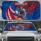 Personalised Newcastle Knights Auto Sun Shade Polynesian Tribal Art Style With Armored Knight Mascot