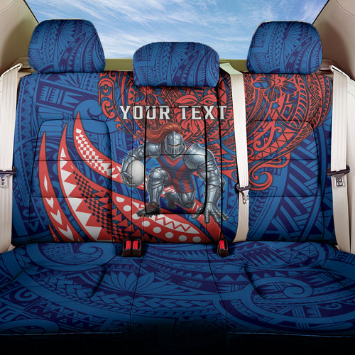 Personalised Newcastle Knights Back Car Seat Cover Polynesian Tribal Art Style With Armored Knight Mascot