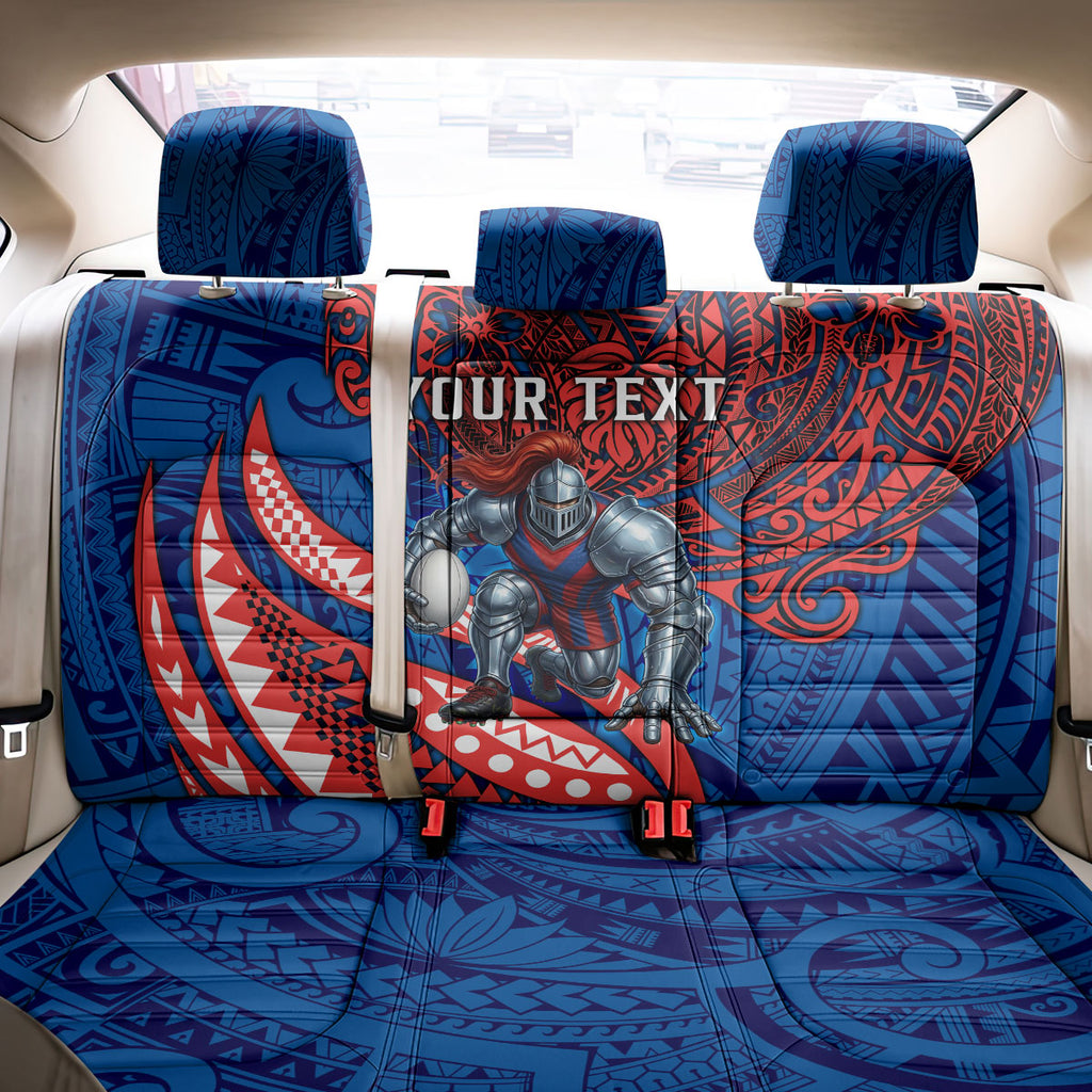 Personalised Newcastle Knights Back Car Seat Cover Polynesian Tribal Art Style With Armored Knight Mascot