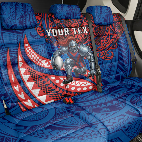Personalised Newcastle Knights Back Car Seat Cover Polynesian Tribal Art Style With Armored Knight Mascot