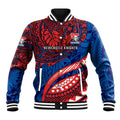 Personalised Newcastle Knights Baseball Jacket Polynesian Tribal Art Style With Armored Knight Mascot