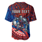 Personalised Newcastle Knights Baseball Jersey Polynesian Tribal Art Style With Armored Knight Mascot