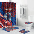 Personalised Newcastle Knights Bathroom Set Polynesian Tribal Art Style With Armored Knight Mascot