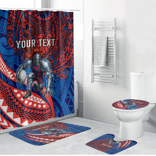 Personalised Newcastle Knights Bathroom Set Polynesian Tribal Art Style With Armored Knight Mascot
