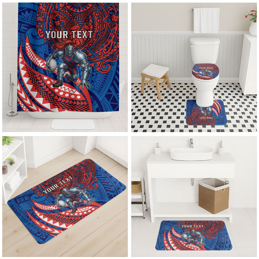 Personalised Newcastle Knights Bathroom Set Polynesian Tribal Art Style With Armored Knight Mascot