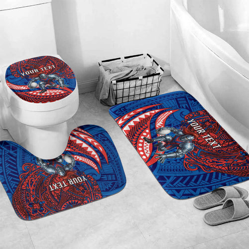 Personalised Newcastle Knights Bathroom Set Polynesian Tribal Art Style With Armored Knight Mascot