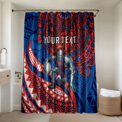 Personalised Newcastle Knights Bathroom Set Polynesian Tribal Art Style With Armored Knight Mascot