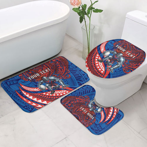 Personalised Newcastle Knights Bathroom Set Polynesian Tribal Art Style With Armored Knight Mascot