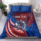 Personalised Newcastle Knights Bedding Set Polynesian Tribal Art Style With Armored Knight Mascot