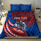 Personalised Newcastle Knights Bedding Set Polynesian Tribal Art Style With Armored Knight Mascot