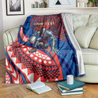 Personalised Newcastle Knights Blanket Polynesian Tribal Art Style With Armored Knight Mascot