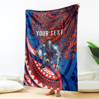 Personalised Newcastle Knights Blanket Polynesian Tribal Art Style With Armored Knight Mascot