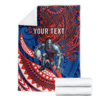 Personalised Newcastle Knights Blanket Polynesian Tribal Art Style With Armored Knight Mascot