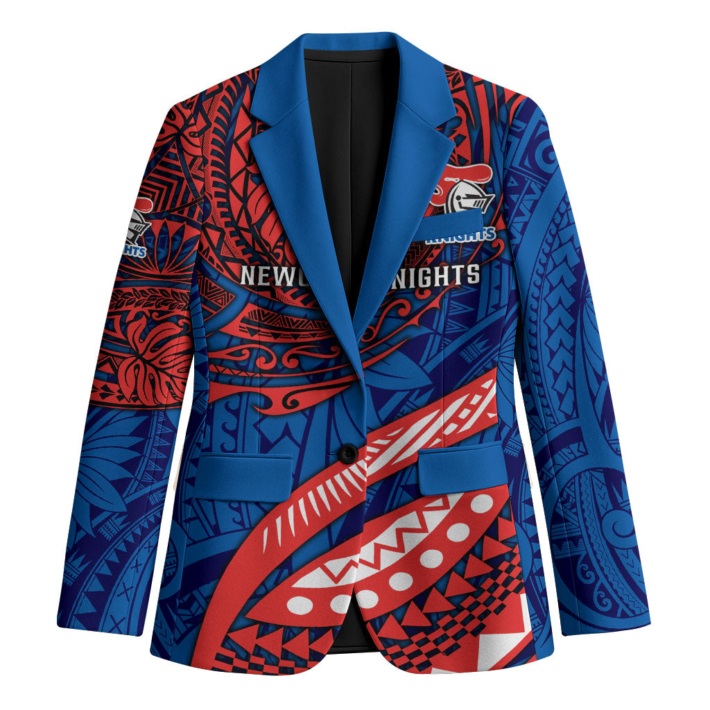 Personalised Newcastle Knights Blazer Polynesian Tribal Art Style With Armored Knight Mascot