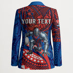 Personalised Newcastle Knights Blazer Polynesian Tribal Art Style With Armored Knight Mascot