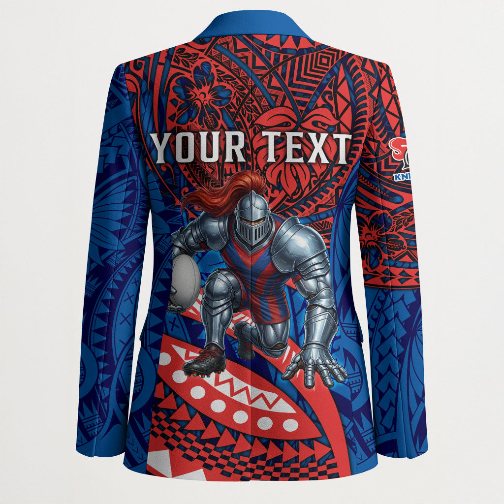 Personalised Newcastle Knights Blazer Polynesian Tribal Art Style With Armored Knight Mascot