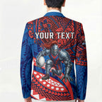Personalised Newcastle Knights Blazer Polynesian Tribal Art Style With Armored Knight Mascot