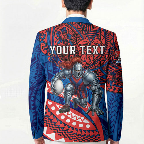 Personalised Newcastle Knights Blazer Polynesian Tribal Art Style With Armored Knight Mascot