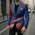 Personalised Newcastle Knights Blazer Polynesian Tribal Art Style With Armored Knight Mascot
