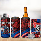 Personalised Newcastle Knights 4 in 1 Can Cooler Tumbler Polynesian Tribal Art Style With Armored Knight Mascot