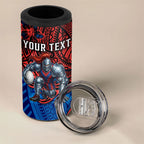 Personalised Newcastle Knights 4 in 1 Can Cooler Tumbler Polynesian Tribal Art Style With Armored Knight Mascot