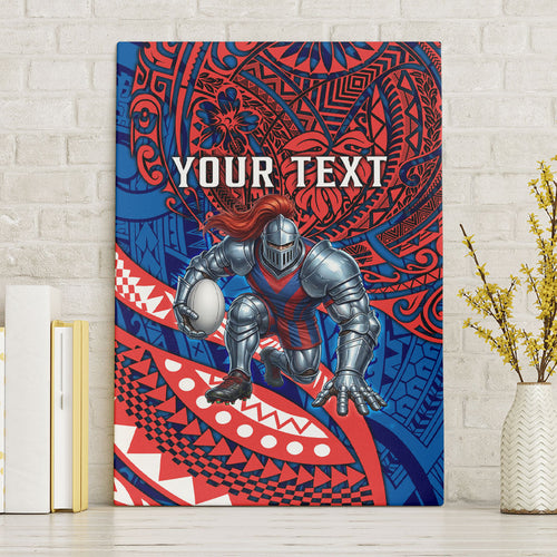 Personalised Newcastle Knights Canvas Wall Art Polynesian Tribal Art Style With Armored Knight Mascot