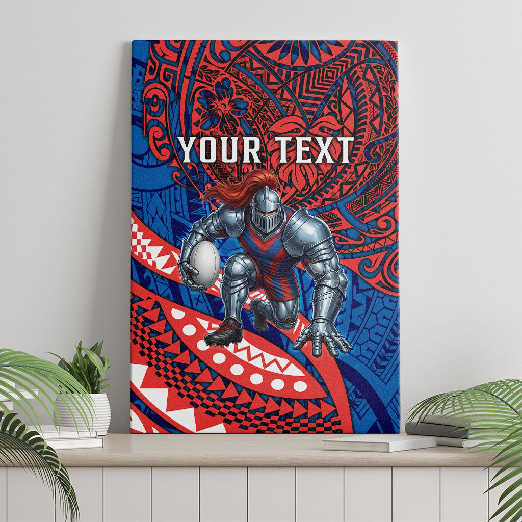 Personalised Newcastle Knights Canvas Wall Art Polynesian Tribal Art Style With Armored Knight Mascot