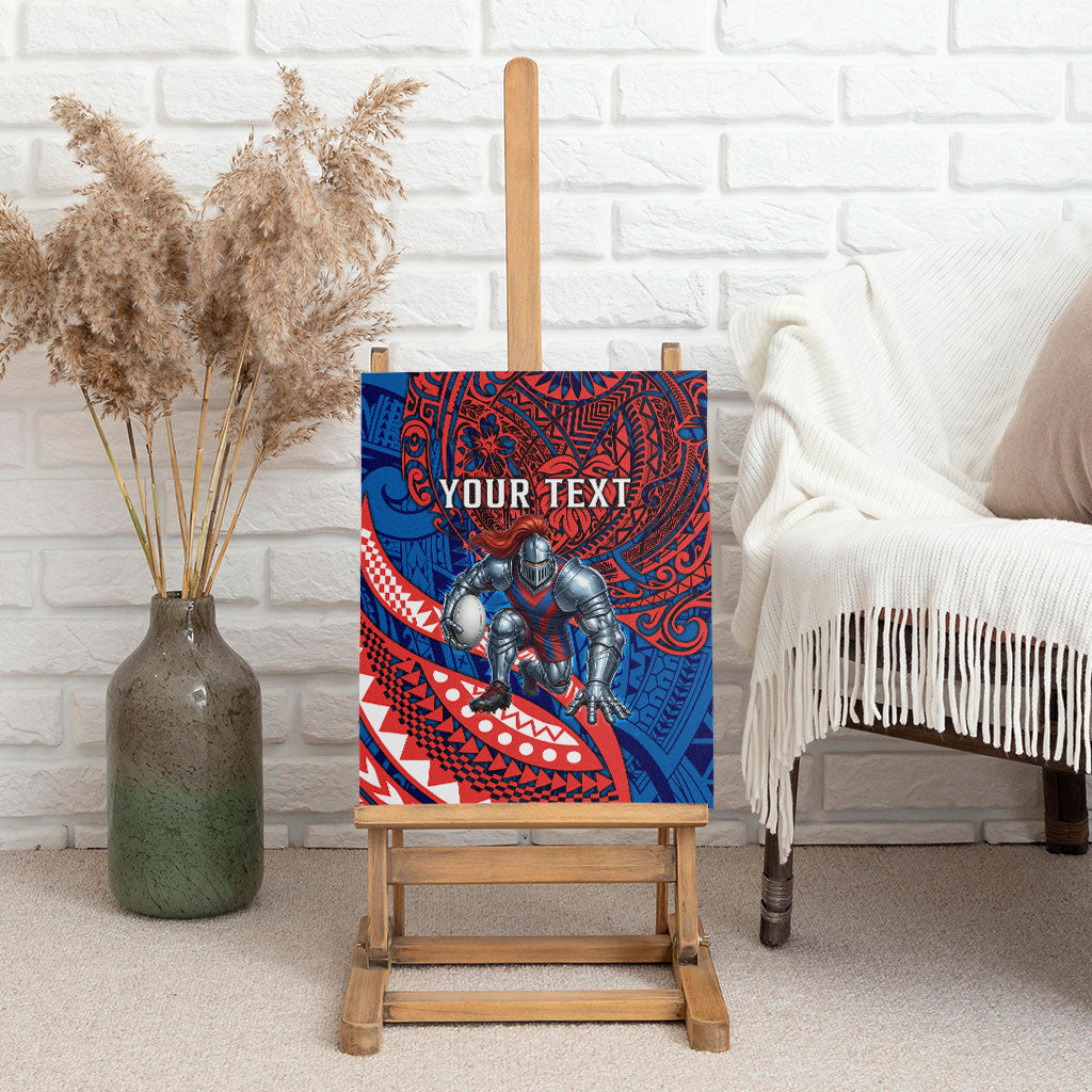 Personalised Newcastle Knights Canvas Wall Art Polynesian Tribal Art Style With Armored Knight Mascot
