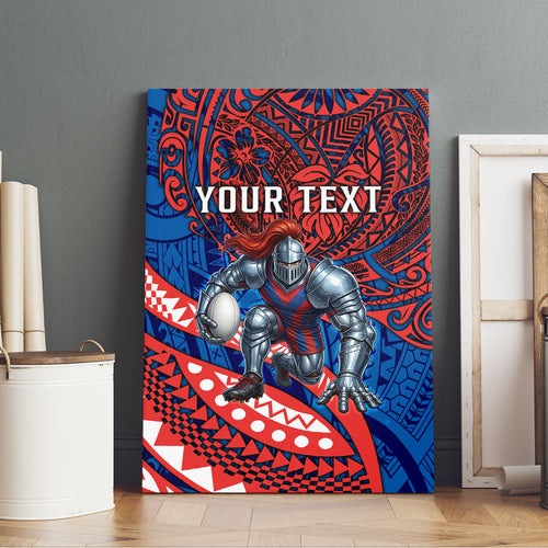 Personalised Newcastle Knights Canvas Wall Art Polynesian Tribal Art Style With Armored Knight Mascot